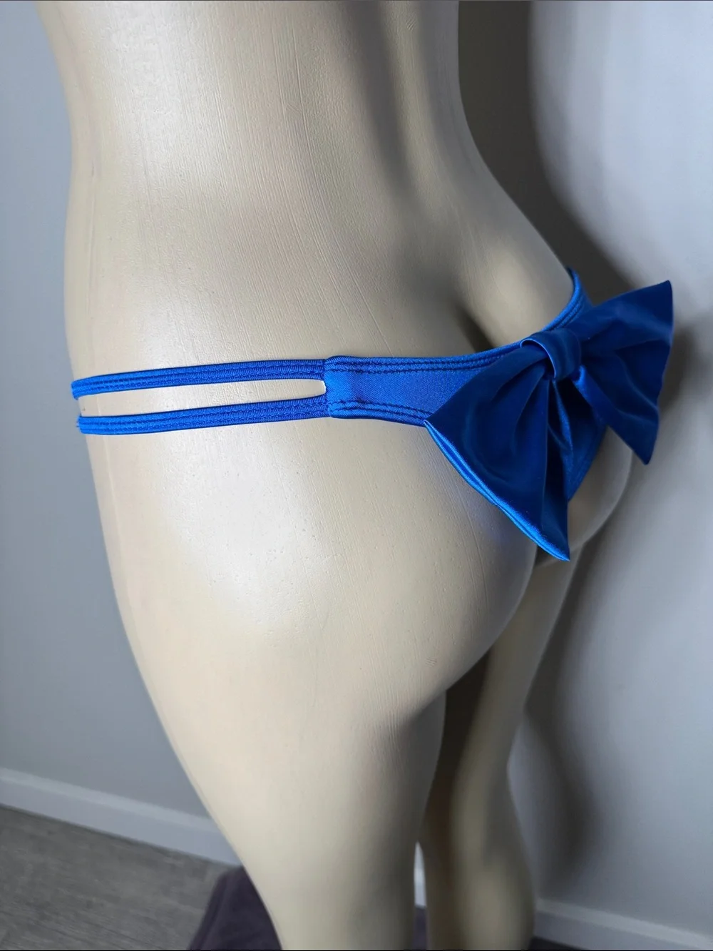 SHEIN Royal Blue Satin Bow Bikini Bottom NWOT